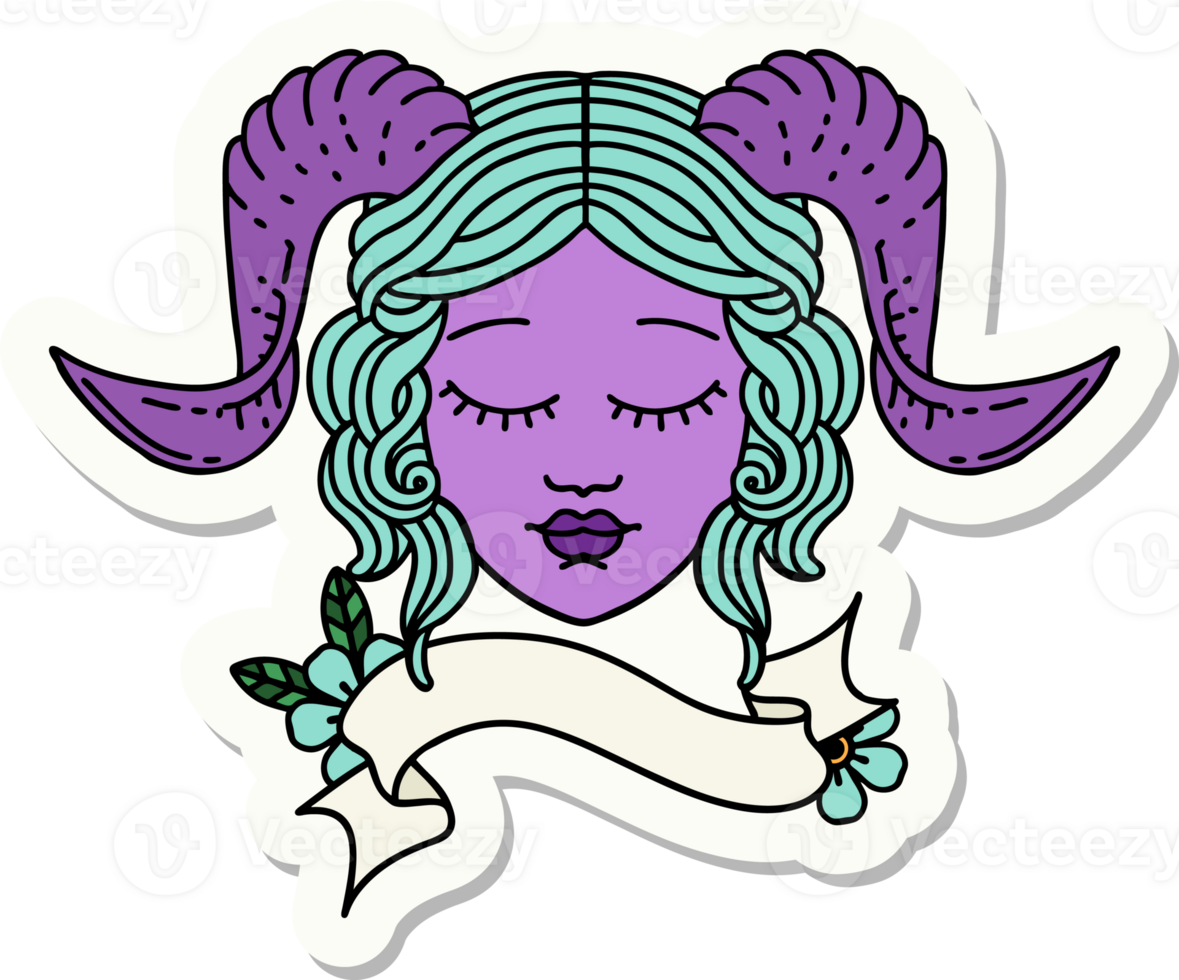 sticker van een tiefling karakter gezicht png