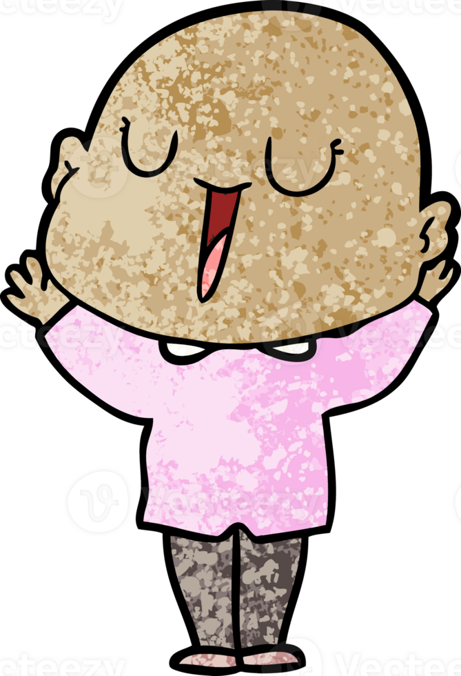 happy cartoon bald man png