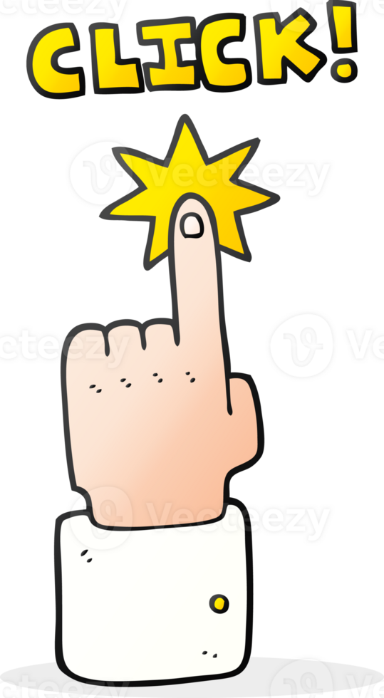 hand drawn cartoon click sign with finger png