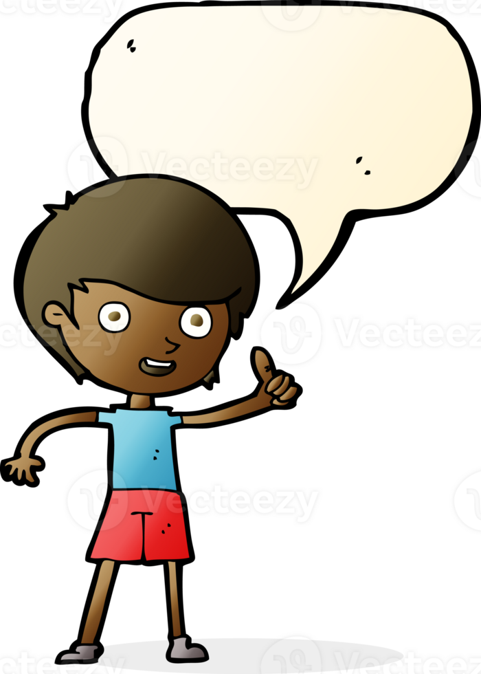 cartoon boy giving thumbs up symbol with speech bubble png