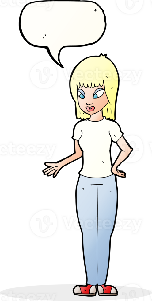 cartoon woman explaining with speech bubble png
