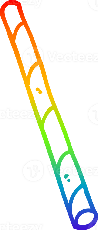 rainbow gradient line drawing of a cartoon striped straw png