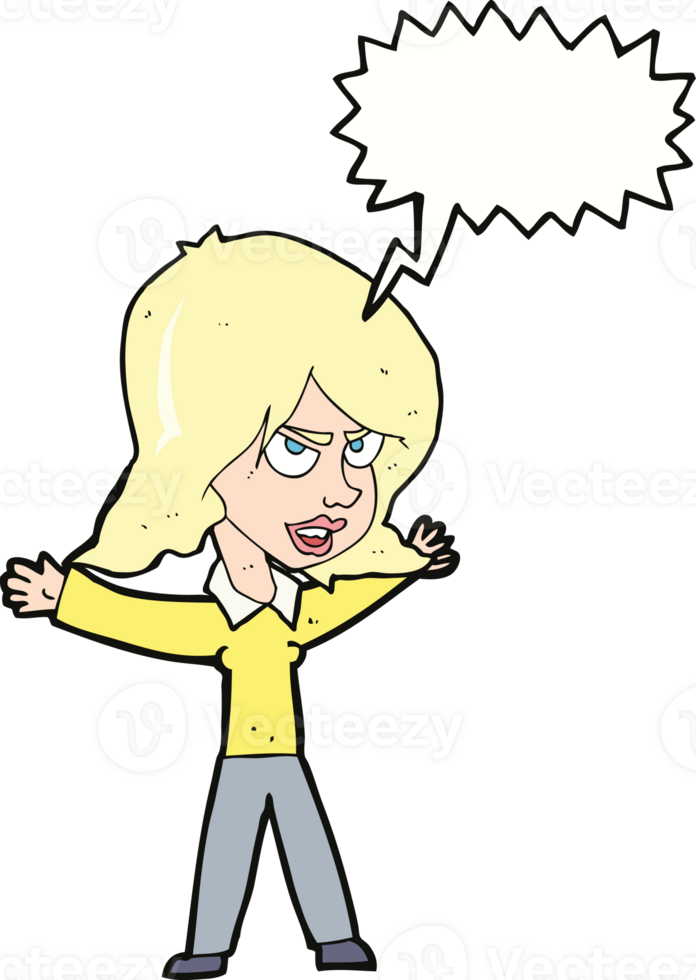 cartoon woman gesturing with speech bubble png