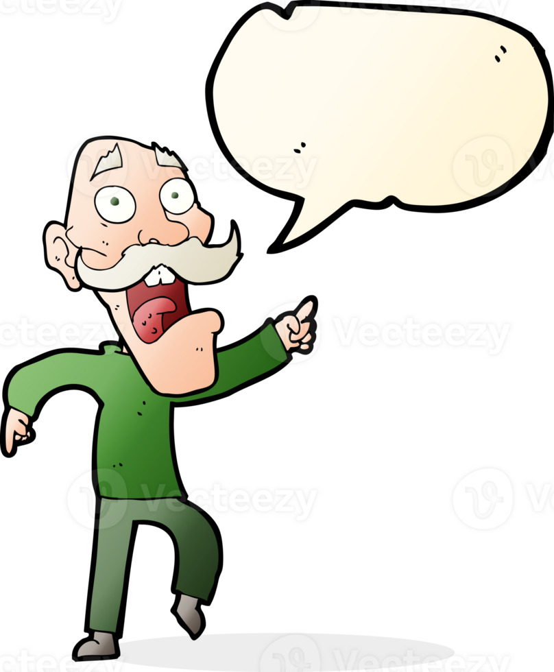 cartoon frightened old man with speech bubble png