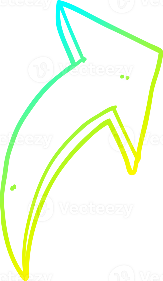 cold gradient line drawing of a cartoon pointing arrow png