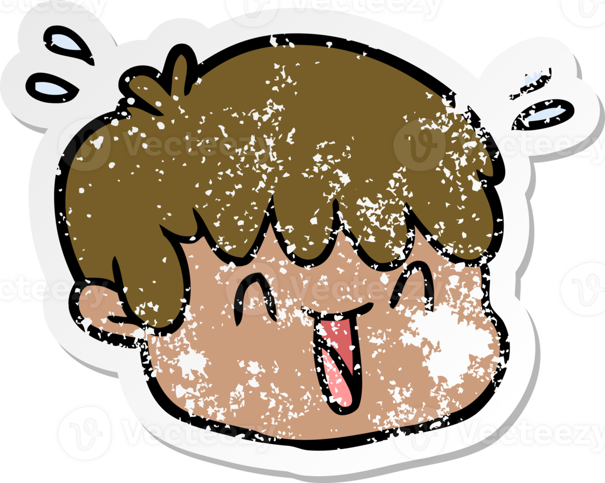 distressed sticker of a cartoon male face png