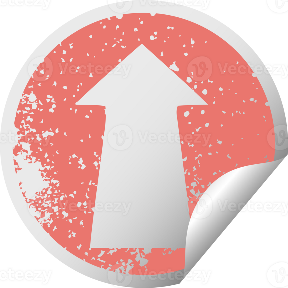 distressed circular peeling sticker quirky symbol arrow png