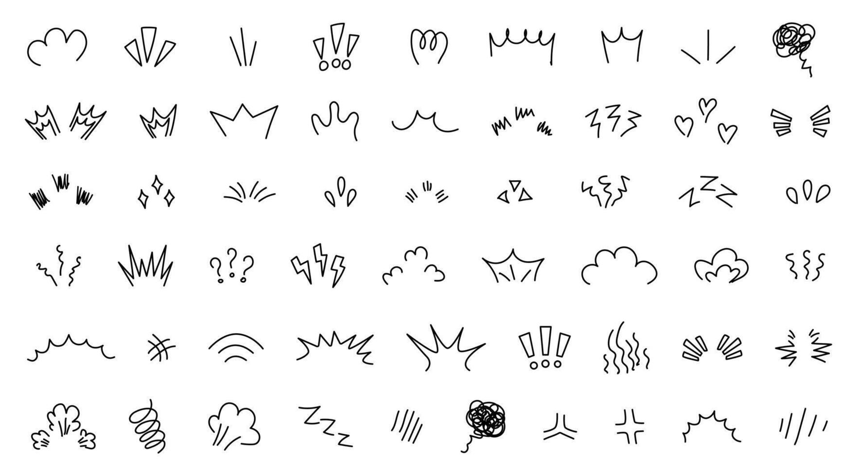 Set of anime emotion effect. Doodle manga comic expression elements. Comic style line elements for character emotion. Emotion effect design element. vector