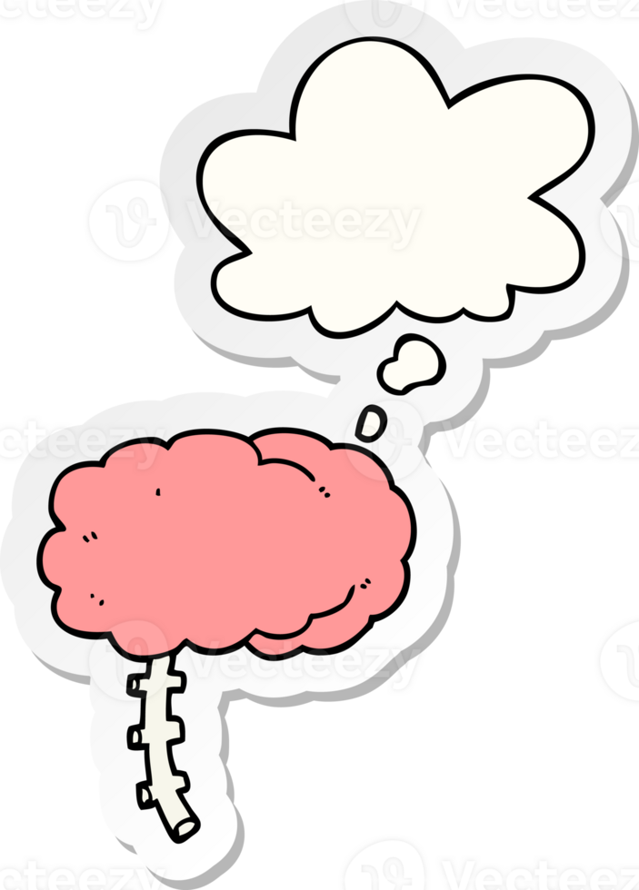cartoon brain with thought bubble as a printed sticker png