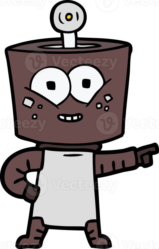 happy cartoon robot pointing png