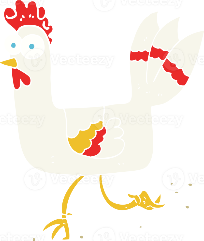 flat color illustration of chicken running png