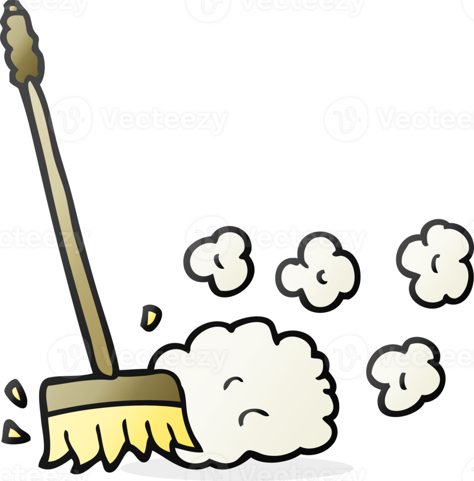 hand drawn cartoon sweeping brush png