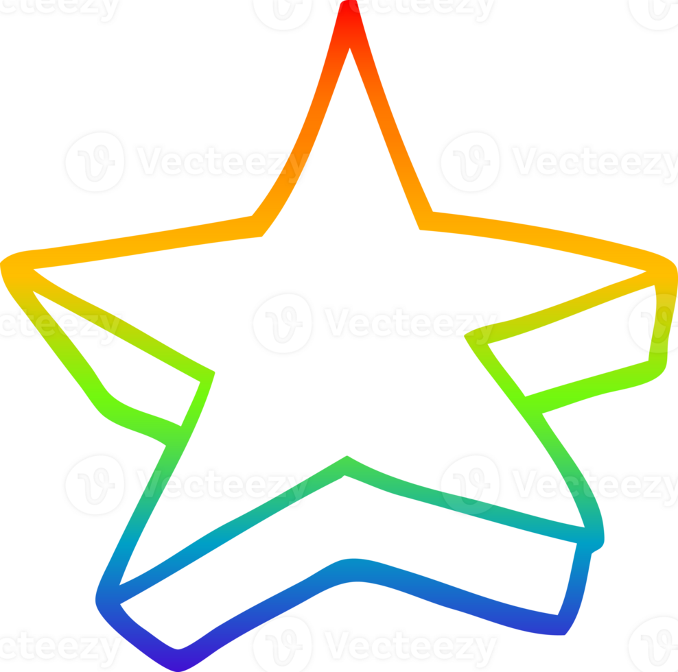 rainbow gradient line drawing of a cartoon shooting star png