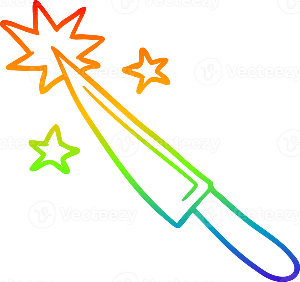 rainbow gradient line drawing of a sharp kitchen knife png