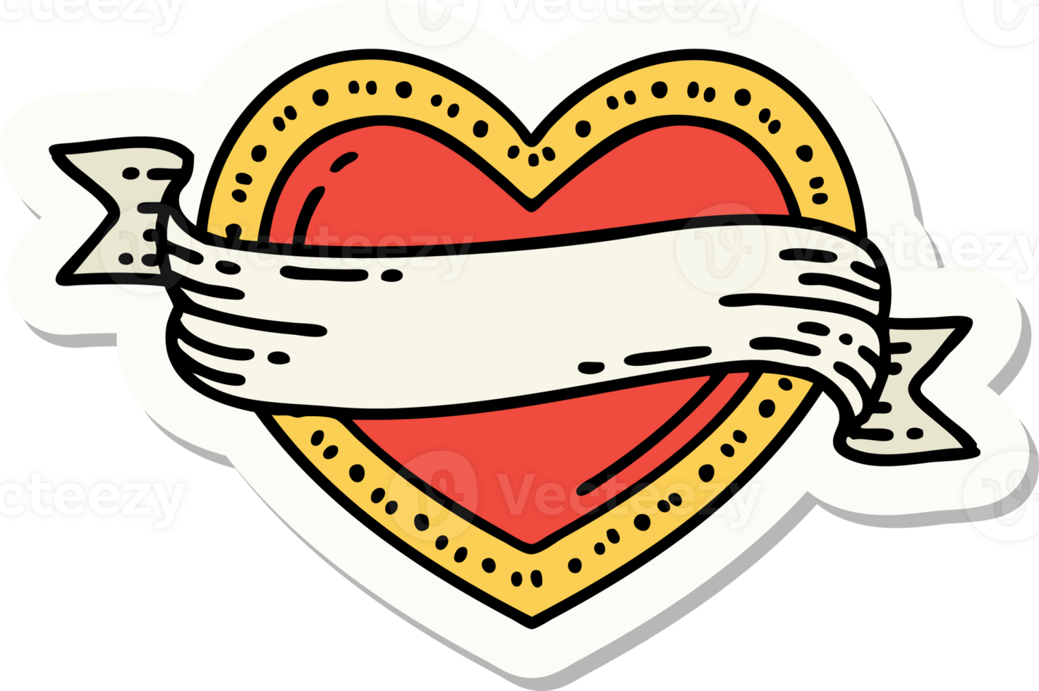 sticker of tattoo in traditional style of a heart and banner png