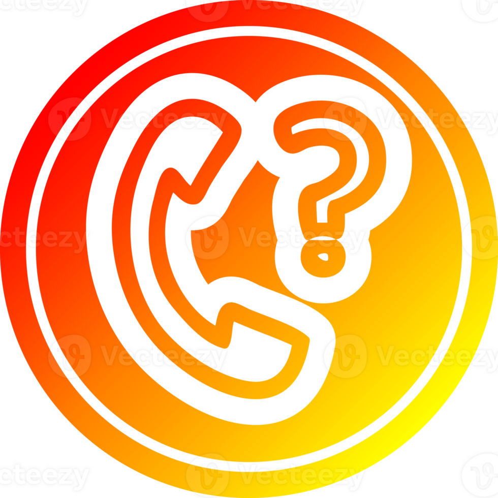 Telefone aparelho portátil com questão marca circular ícone com caloroso gradiente terminar png