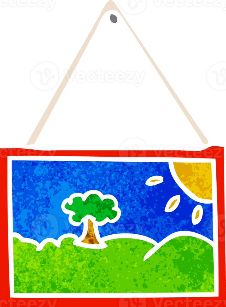 mano dibujado retro dibujos animados garabatear de un imagen en marco png