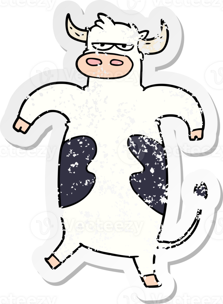 distressed sticker of a cartoon bull png