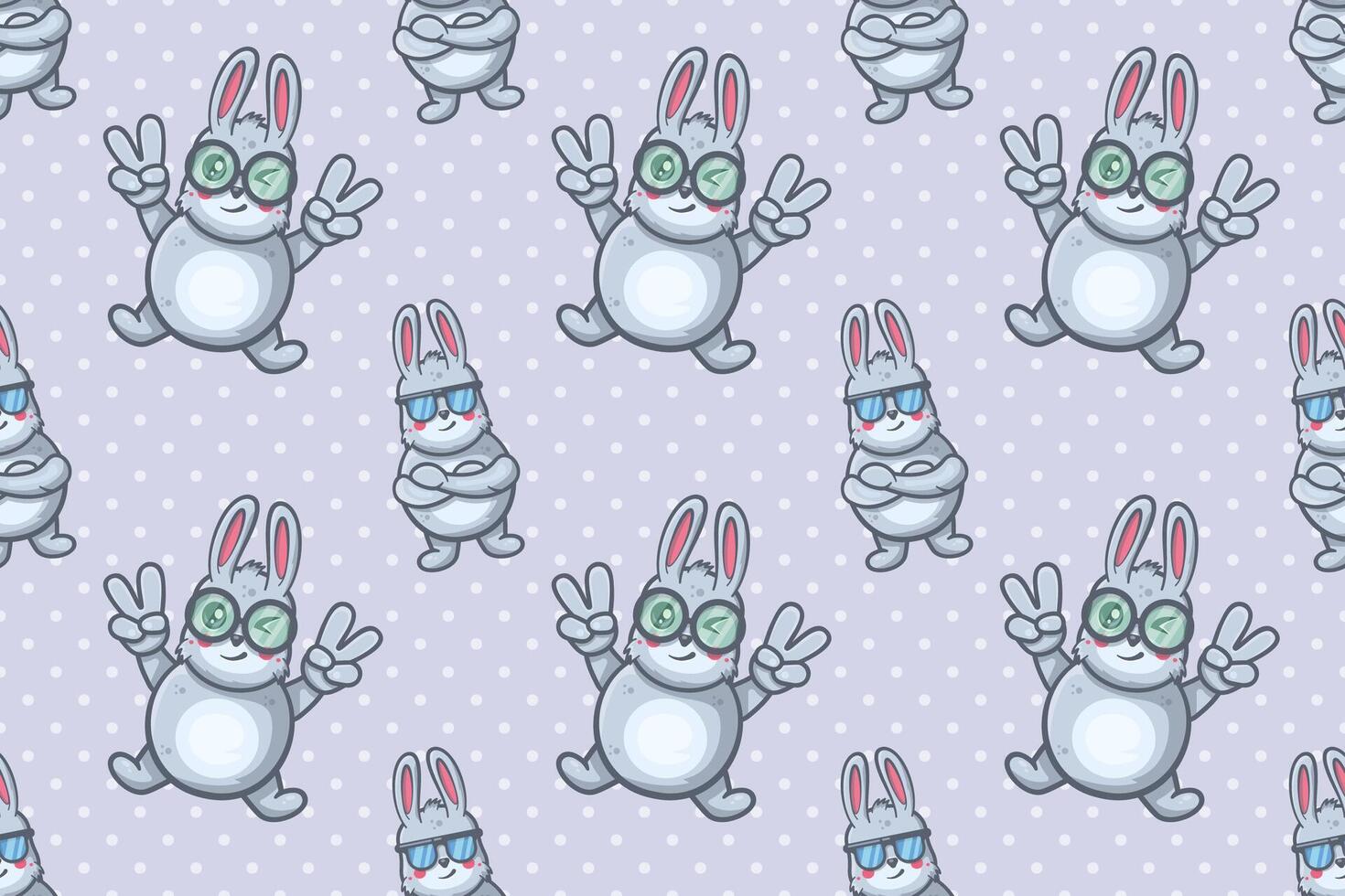 funny rabbit animal character seamless pattern illustration vector