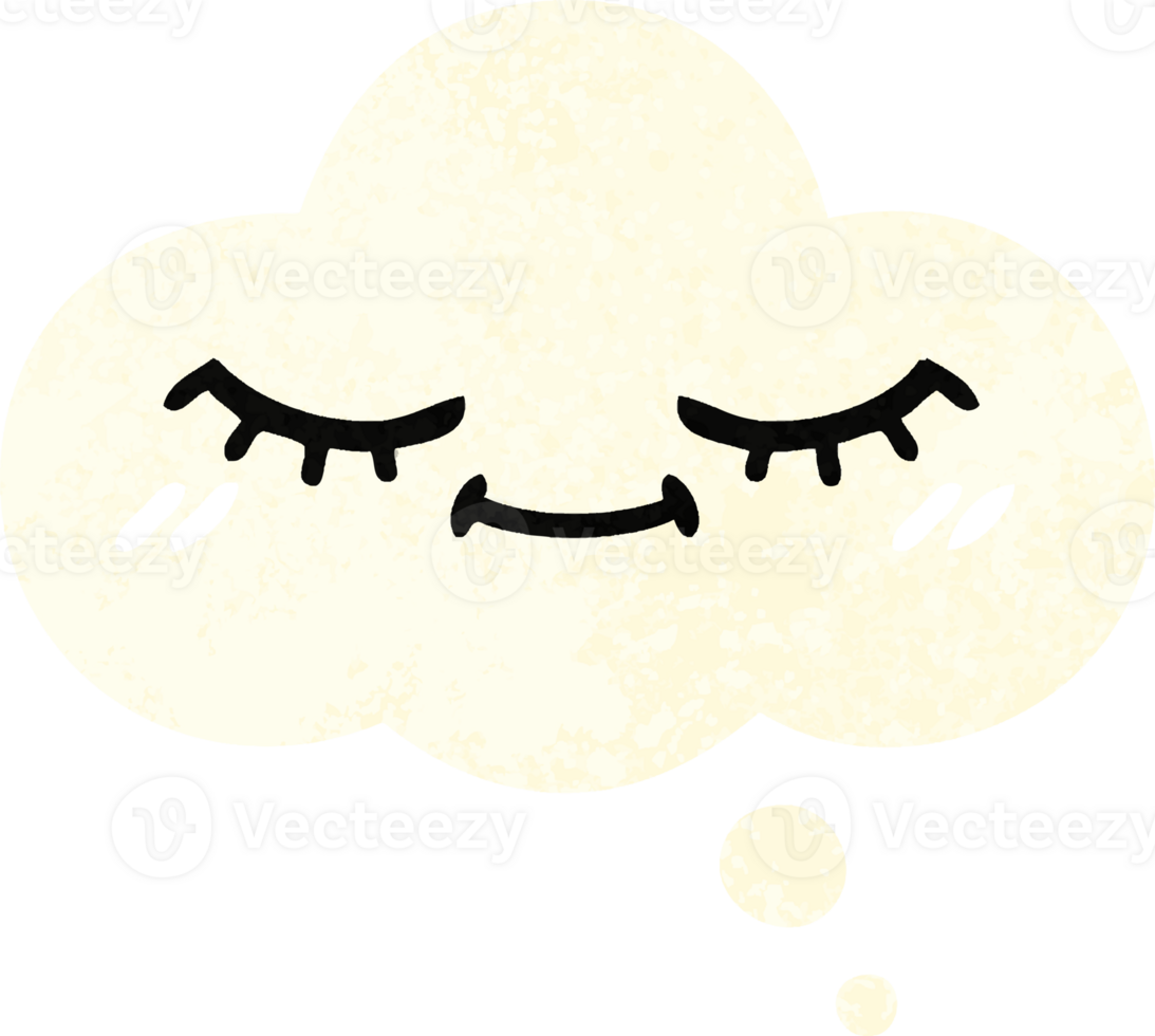retro illustration style cartoon of a thought bubble png