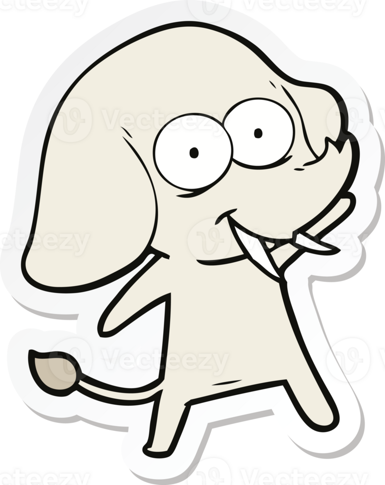 sticker of a happy cartoon elephant png