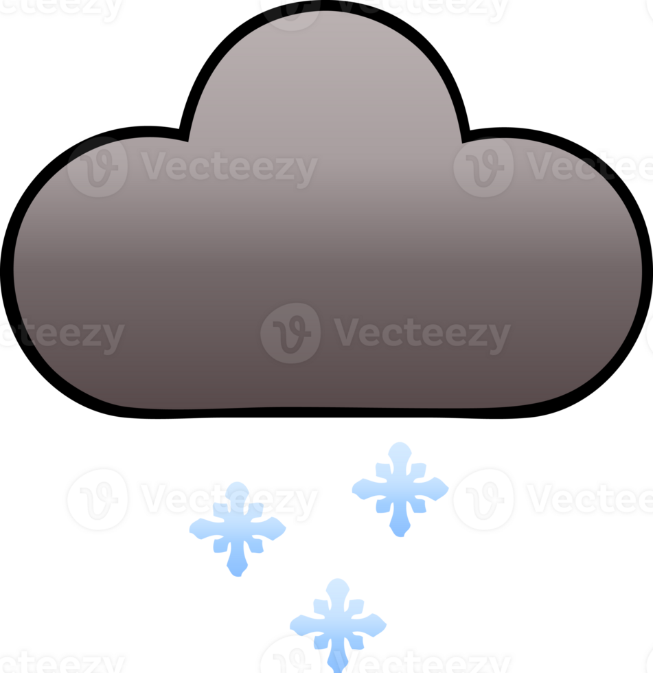 gradient shaded cartoon of a storm snow cloud png