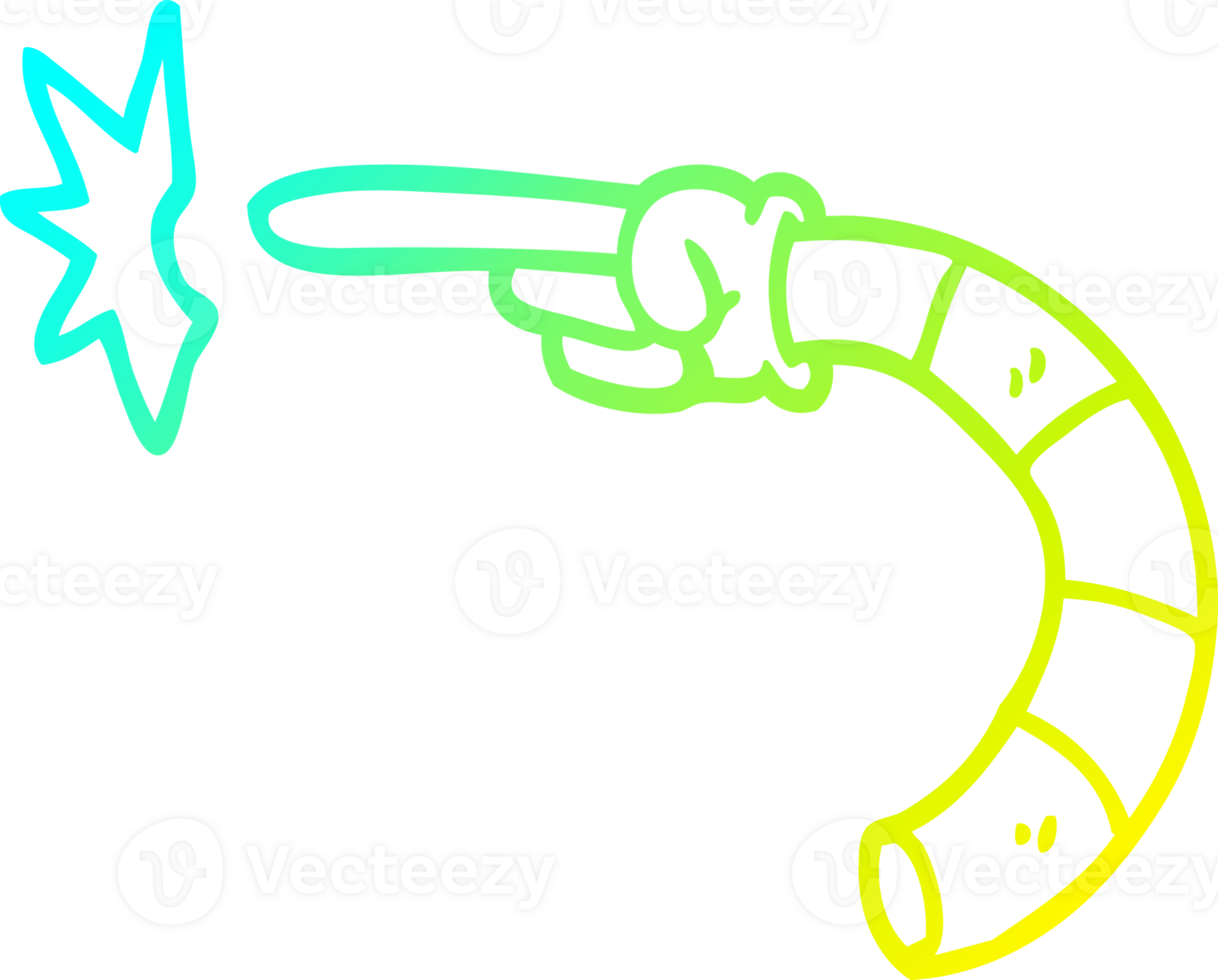 cold gradient line drawing of a cartoon pointing hand png