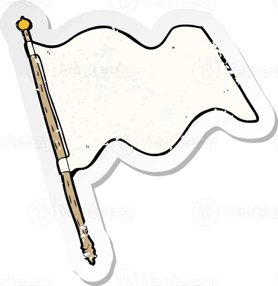 retro distressed sticker of a cartoon white flag png