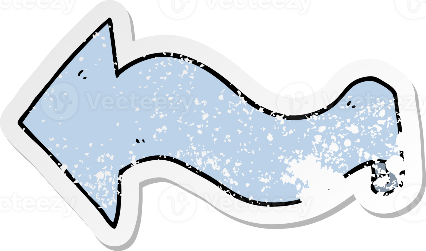 distressed sticker of a cartoon arrow png