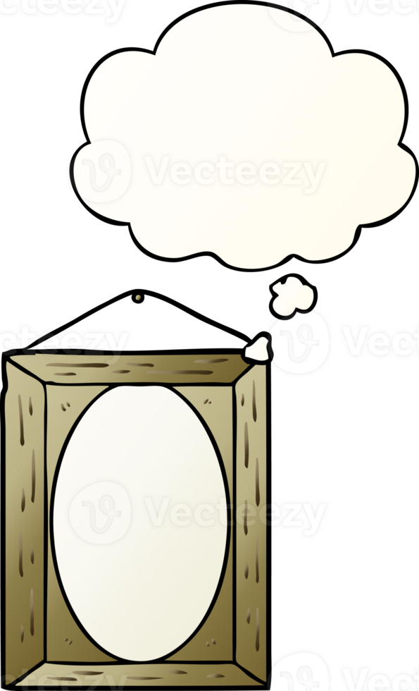 picture frame with thought bubble in smooth gradient style png