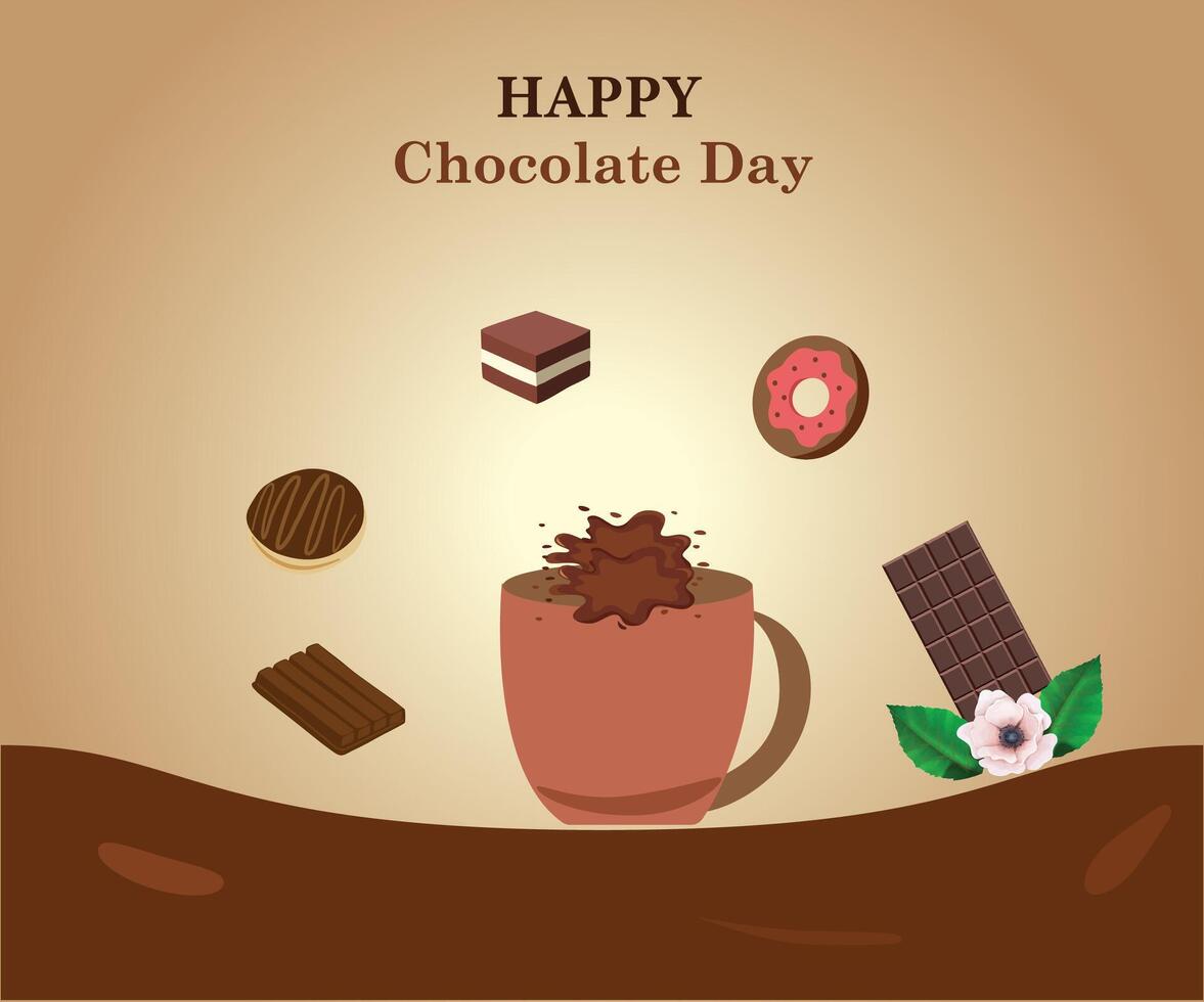World chocolate day illustration with chocolate sweets vector
