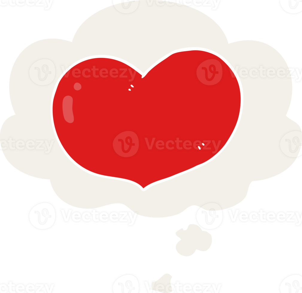 cartoon love heart with thought bubble in retro style png