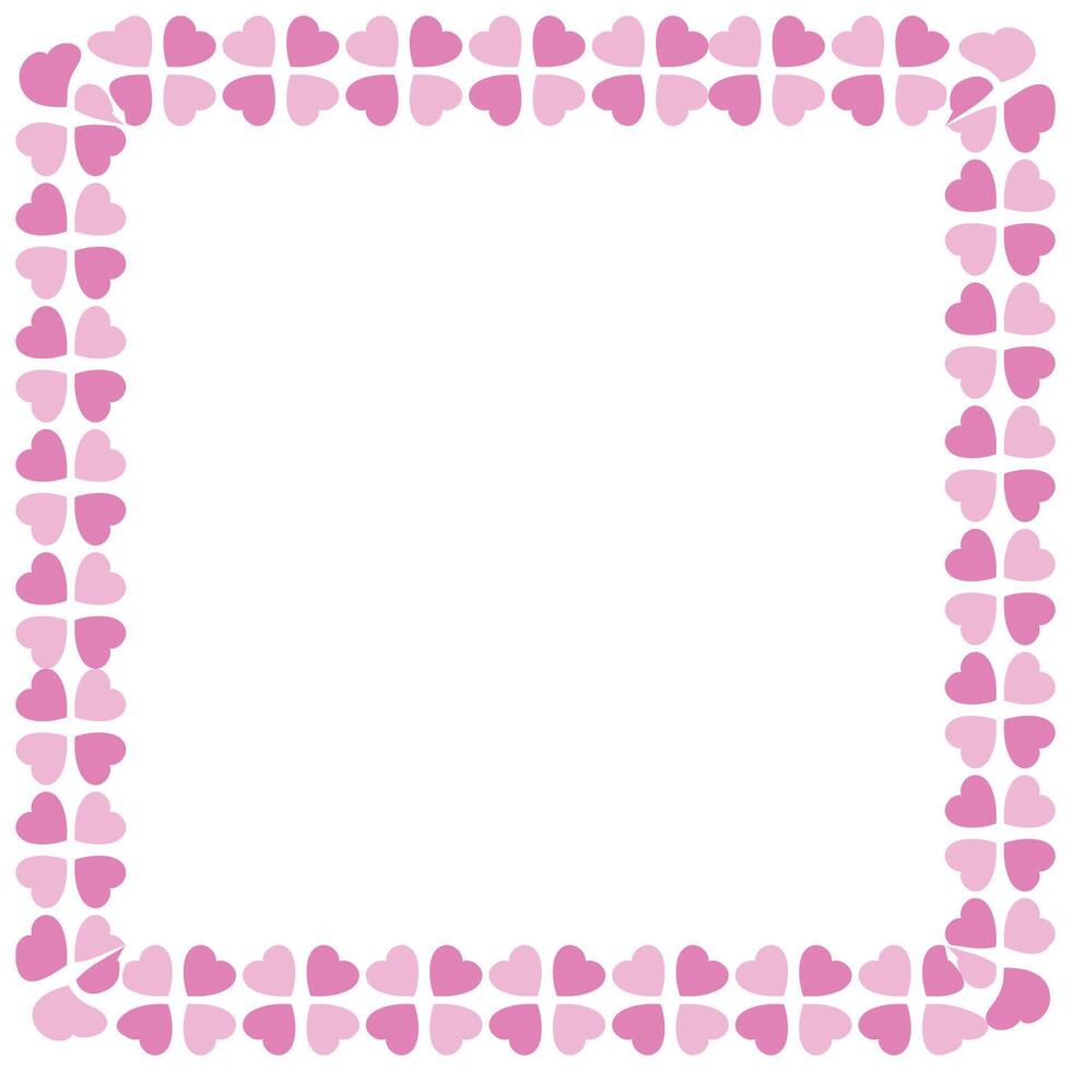 Hand drawn hearts border and frame on white background vector