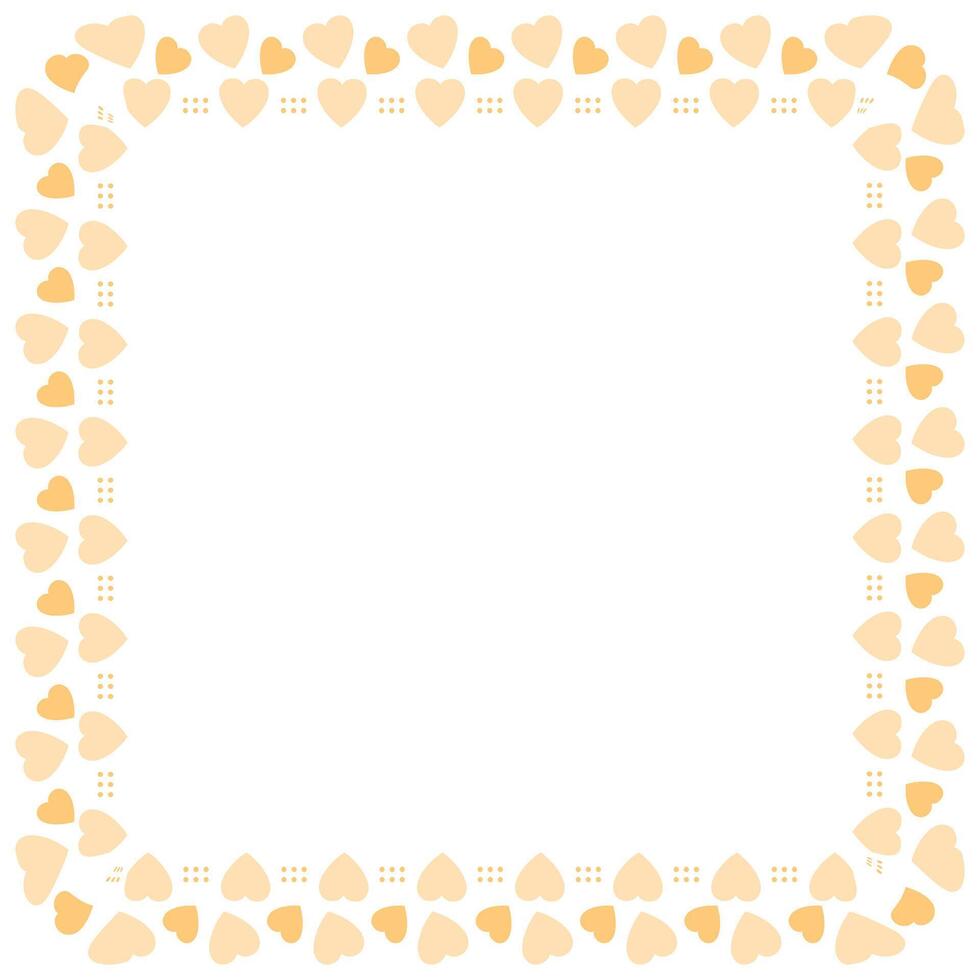 Hand drawn hearts border and frame on white background vector