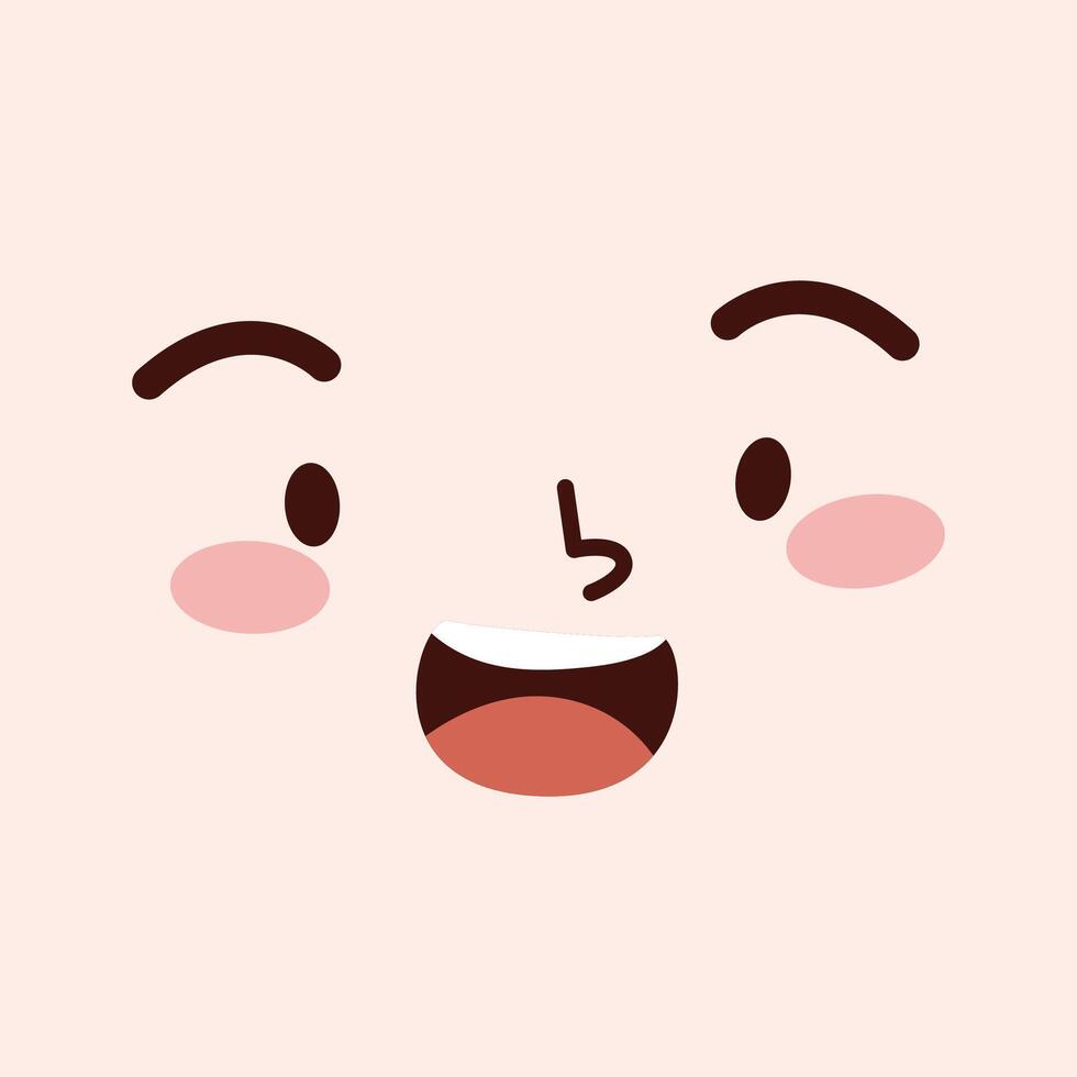 Hand drawn flat design kawaii face vector