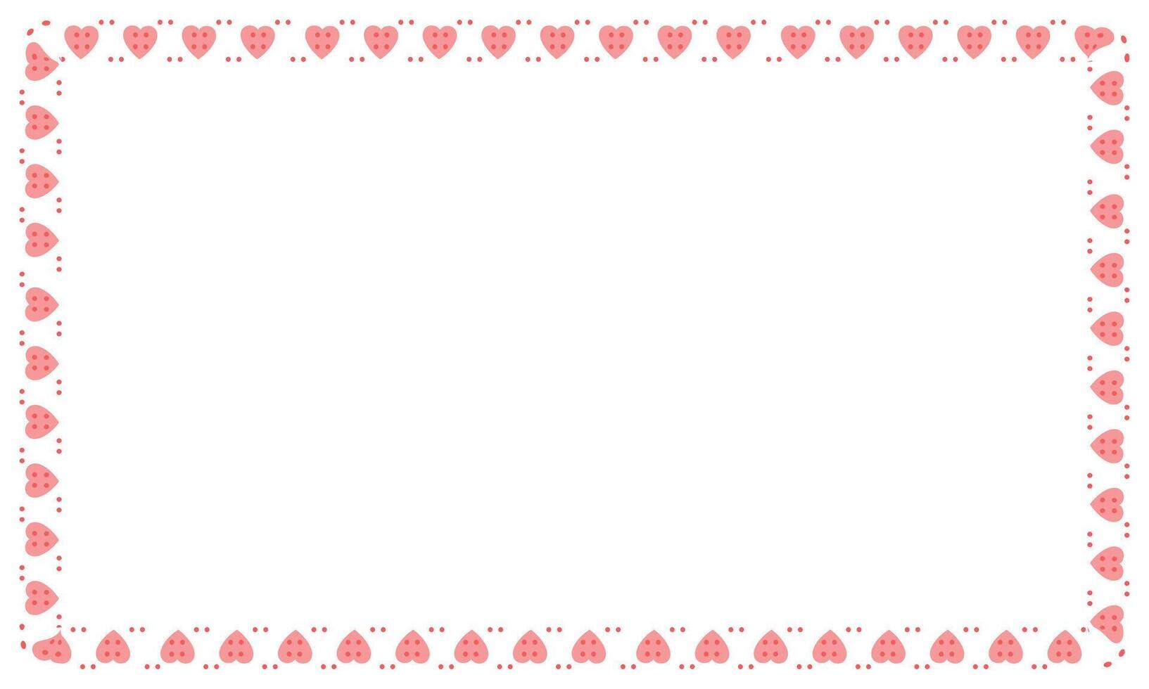 Hand drawn hearts border and frame on white background vector