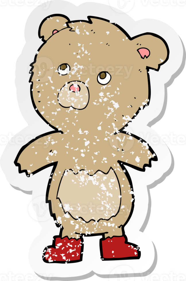 retro distressed sticker of a cartoon teddy bear png