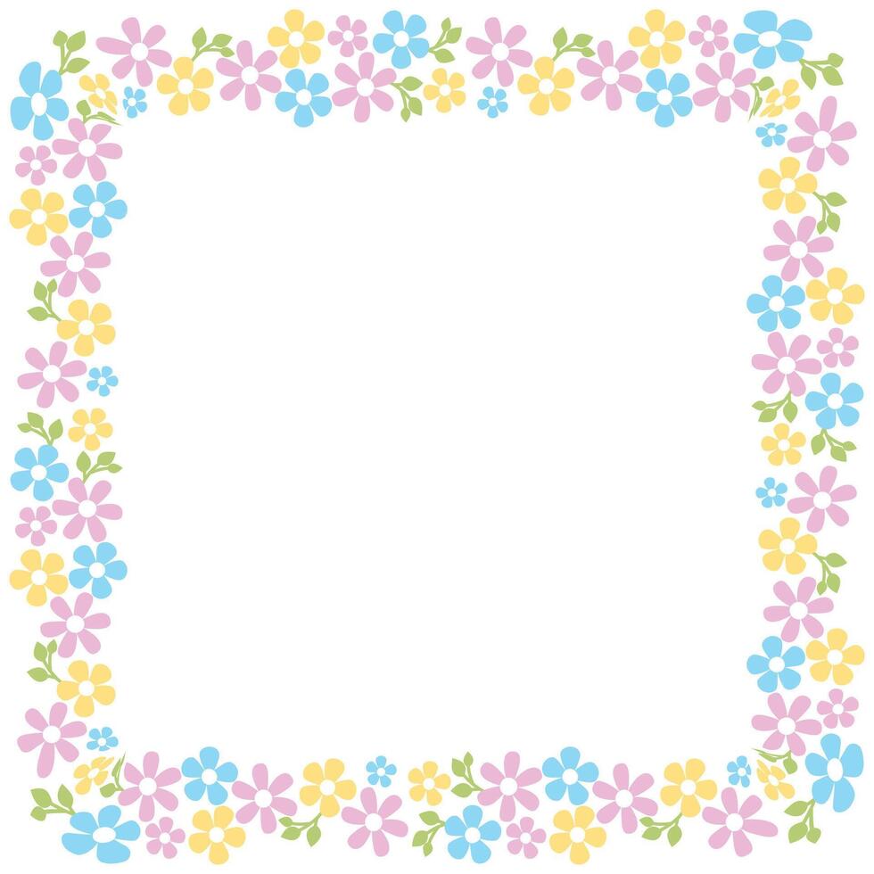 Hand drawn floral wreath on white background vector