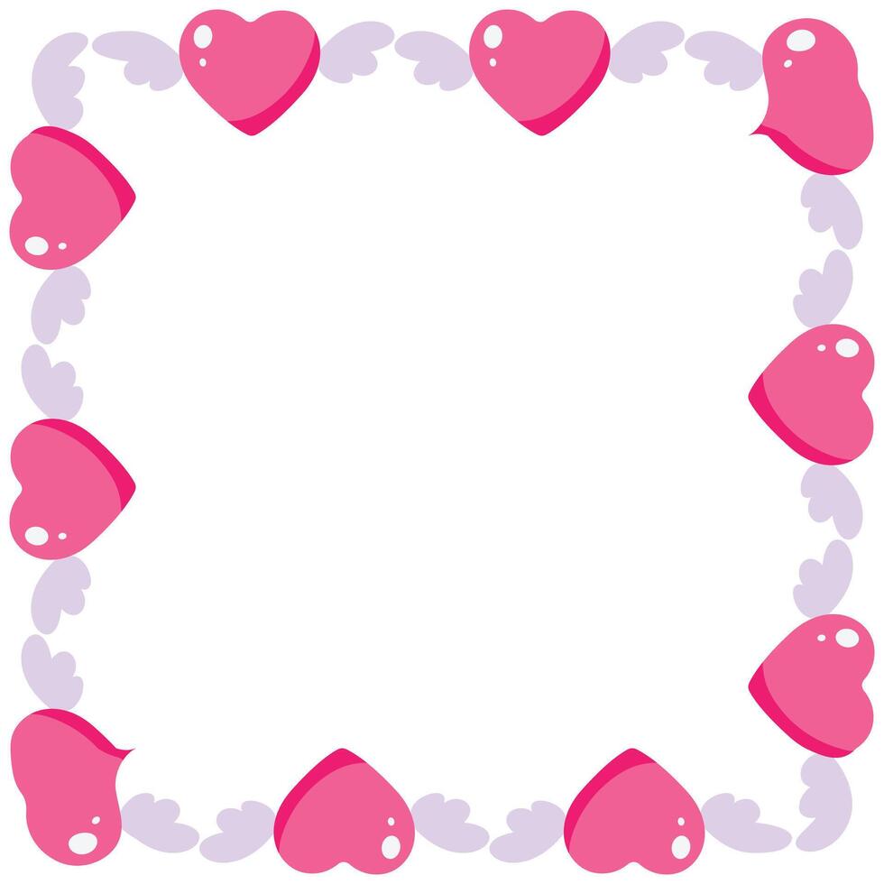Hand drawn hearts border and frame design on white vector