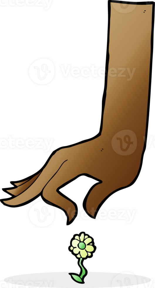 cartoon hand picking flower png