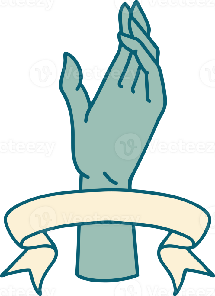 traditional tattoo with banner of a hand png