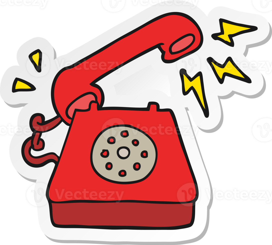 sticker of a cartoon ringing telephone png