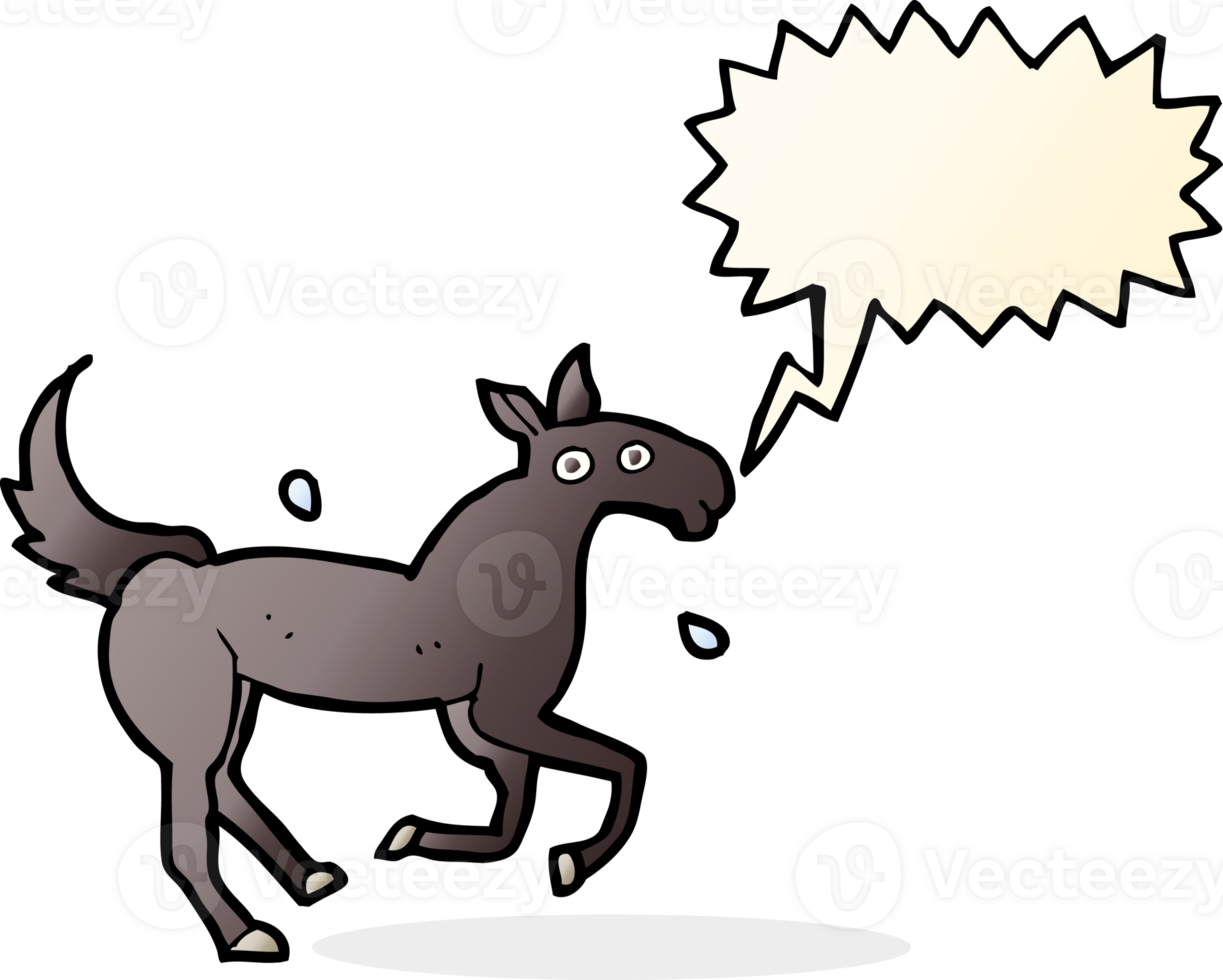 cartoon horse sweating with speech bubble png