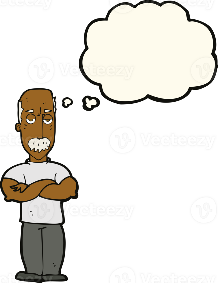 cartoon angry man with mustache with thought bubble png