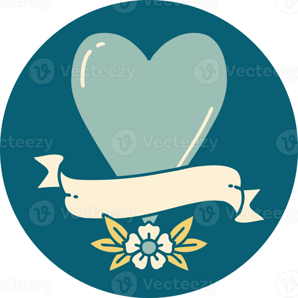 iconic tattoo style image of a heart and banner png
