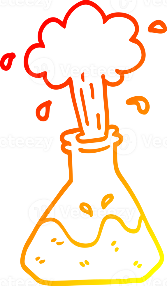 warm gradient line drawing of a cartoon exploding chemical set png