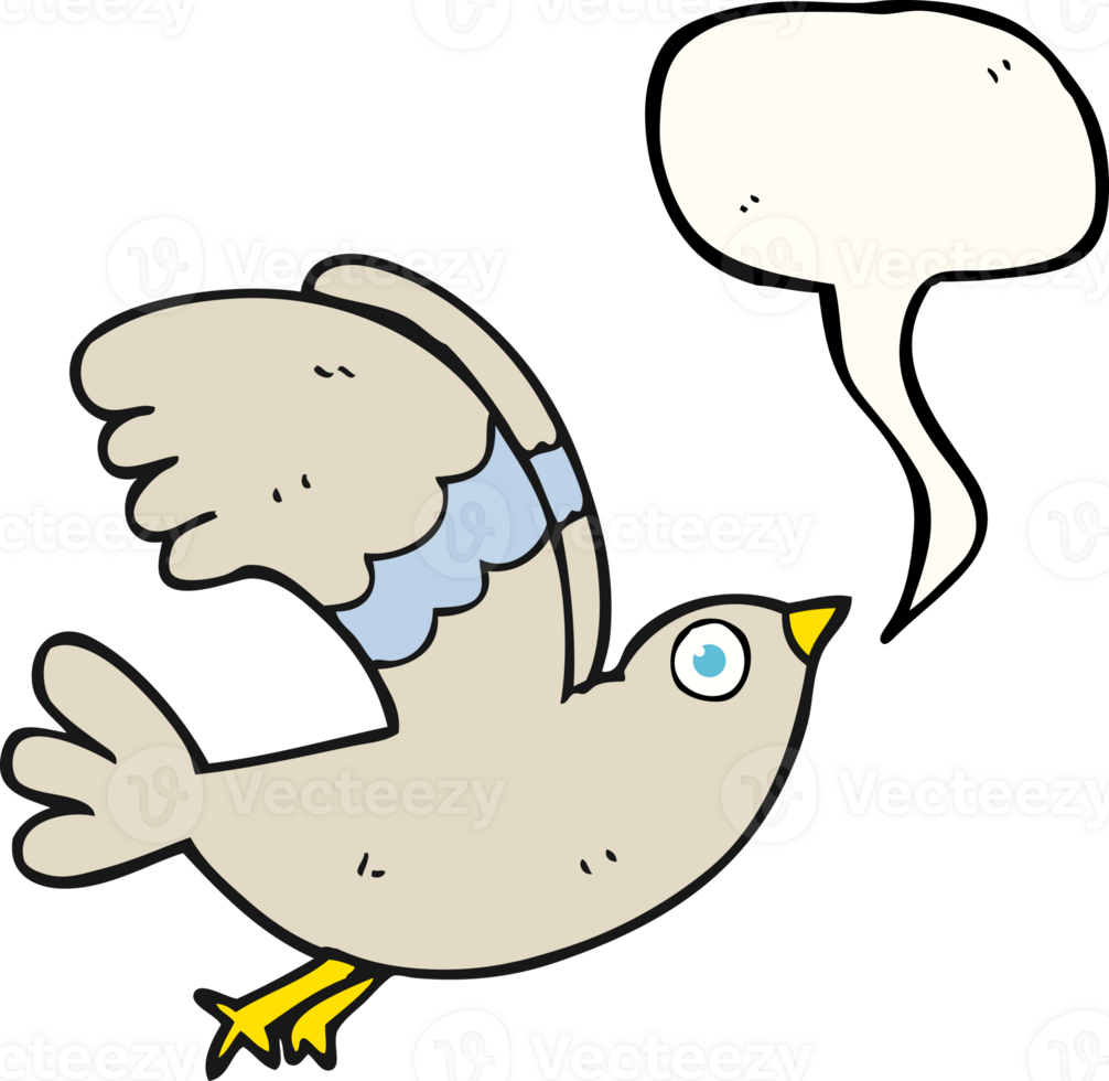 hand drawn speech bubble cartoon bird png