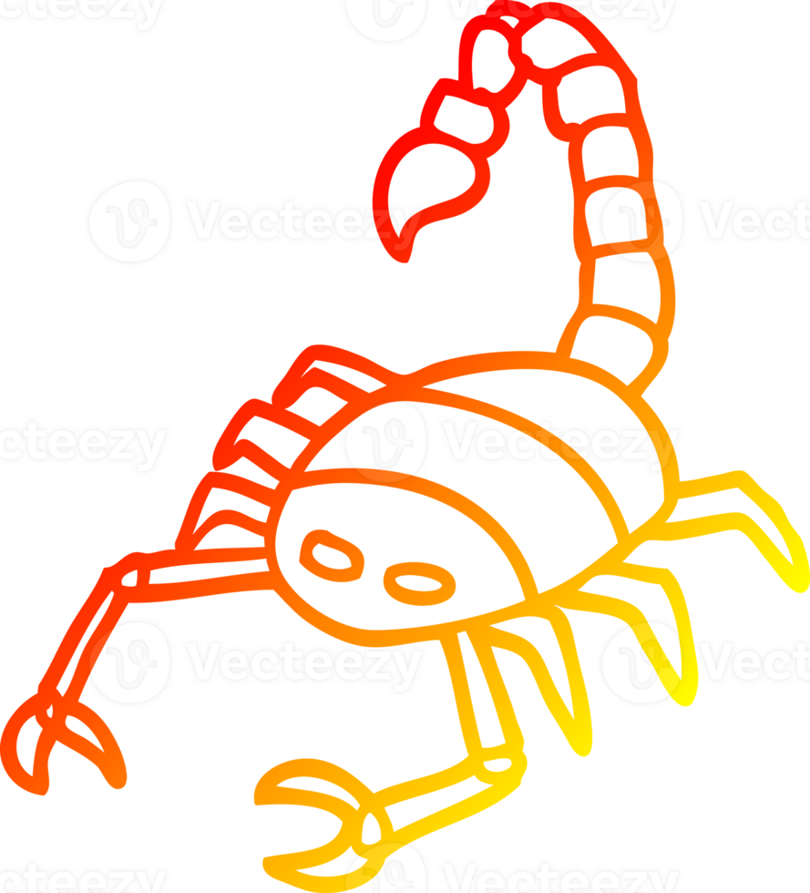 warm gradient line drawing of a cartoon scorpion png