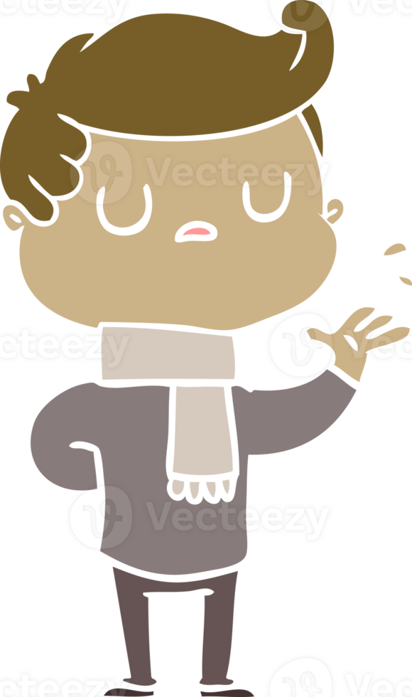 flat color style cartoon aloof man png