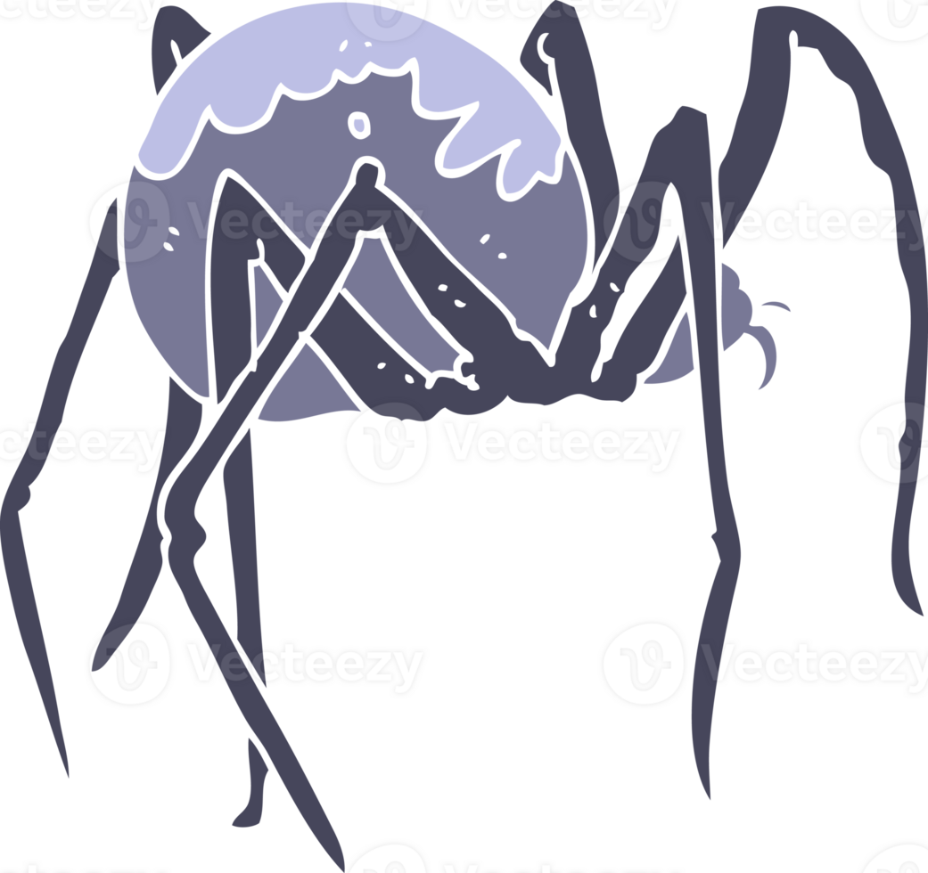 flat color illustration of creepy spider png